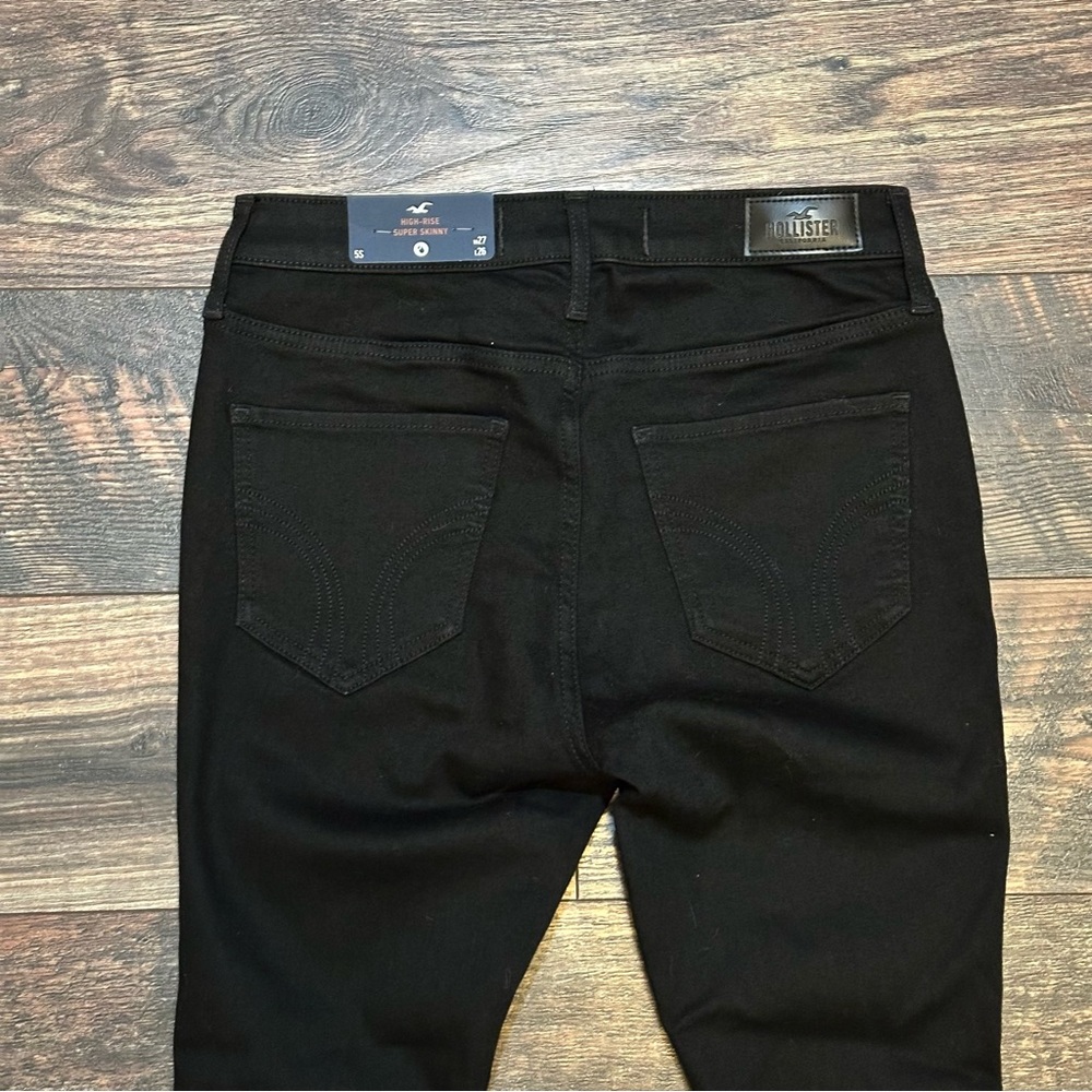 Hollister Curvy high-rise ripped black super skinny jeans size 5S or 27/26 - Picture 8 of 15